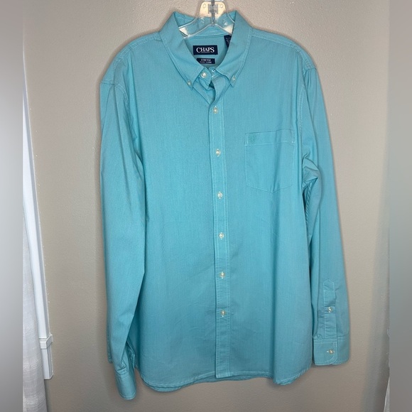 Chaps Ralph Lauren Men’s Button Down Stretch Easy Care Dress Shirt Size XL Green - Picture 1 of 6
